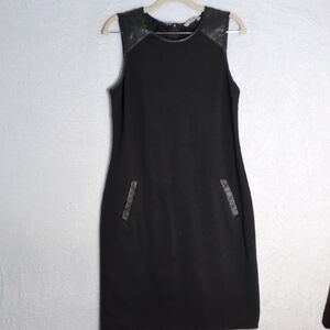 Banana Republic Women's Black Sleeveless Faux Leather Dress Size‎ 10